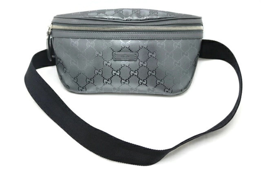 Gucci Bag Waist Crossbody Bum GG Imprime Canvas Calfskin Gray